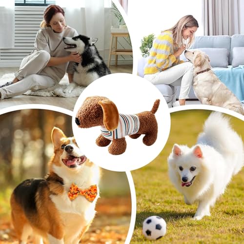 Lunaobrik Quietschendes Hundespielzeug, Spielzeug für quietschende Hunde, interaktives Hundespielzeug, Dackelform, Waschen, Spielzelle für aggressives