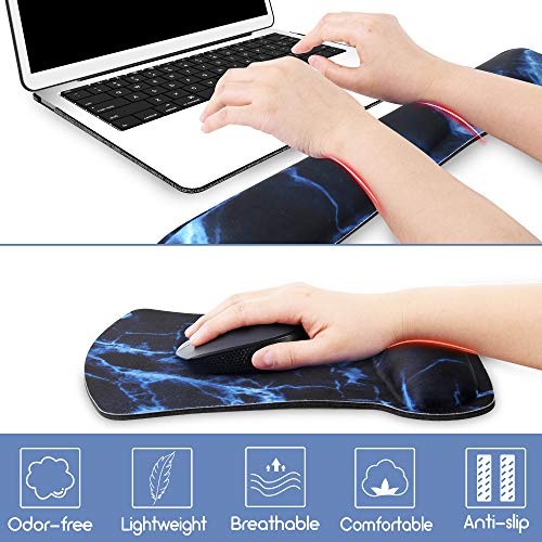 2in1 Keyboard Wrist Rest Pad & Ergonomic Mouse Pad with Wrist Support, Easy Typing, Pain Relief Mouse Mat with Non-Slip Backing, and Memory Foam Filled Gel Keyboard Pad for Home Office Computer Laptop - Thumbnail 5