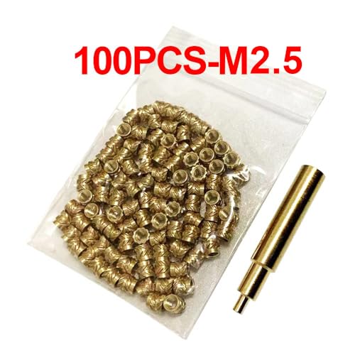 Image of Heat Set Insert Tip for M2.5 with Qty 100 M2.5 Inserts.3D Printing Accessories.Compatible with Weller SP40NUS /Hakko FX-888D /900M and T18 Irons, Soldering Iron Tips for Threaded Inserts 