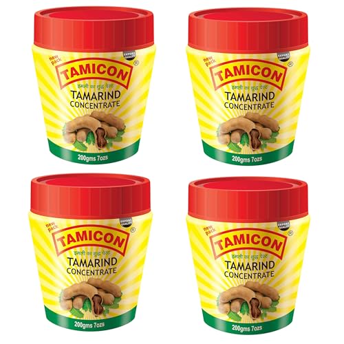 Tamicon Tamarind Concentrate | Tangy & Sour Imli Chutney | South Indian Style Paste | Ideal for Indian Curries, Thai Sauces & Kitchen Recipes | 14 Oz (Pack of 4)
