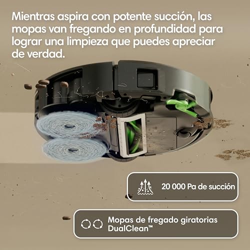 Miniatura 2 de iRobot Roomba Plus 415 Combo y Base AutoWash multifunción, Robot Aspirador y Friegasuelos, 20.000Pa, Mopa Extensible, Mopas DualClean Elevables, Secado Calor, LiDAR Clearview, Autonomía 90 Días,Negro