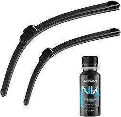 Par Palhetas Limpador Silicone Dianteira Tipo Gancho Universal + Limpa Para-brisa Naska Premium 100ml (Compatível com Versa 2011 a 2019)