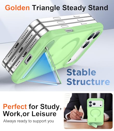 Image of Designed for iPhone 17 Pro Case, [Built-in Invisible Kickstand][Compatible with MagSafe][Military Grade Shockproof] Slim Translucent Matte Phone Case 6.3 inch (Light Green)