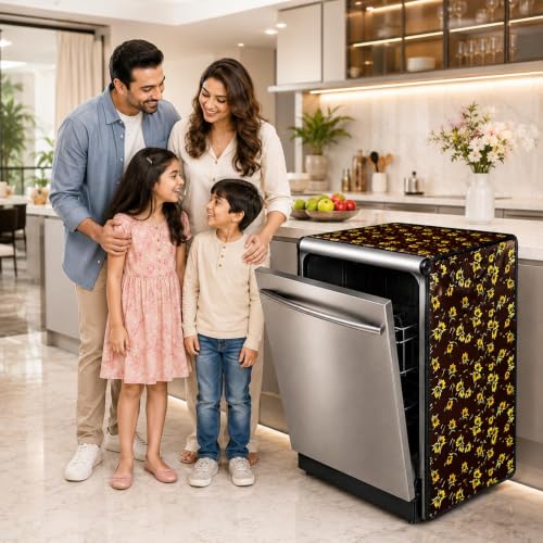 Image of Dishwasher Cover for 12 to 15 Place Setting | Water-Resistant Dustproof Zip Cover | Universal Fit Compatible with Bosch, LG, IFB, Hafele, Faber & More | 63 x 63 x 88 cm | Design 3