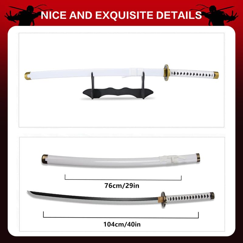Anime Ninja Bambus Schwert Katana Krieger Waffen–40Zoll(104cm),mit Gürtel und Halter,für Halloween Motto Party Karneval Dress Up Party Cosplay