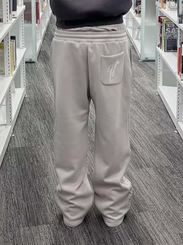 heyheyshine Double Waisted Sweatpants for Men Women Y2K Wide Leg Baggy Pants Drawstring Waist Pants Jogge Sweatpants3