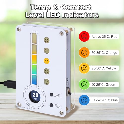 DIY Thermo-Hygrometer Soldering Kit, ICSTATION Temperature and Humidity Meter with Expression LED, ℃/℉ Switchable STEM Electronics Learning Project for School Education, Home & Office Use - Image 5