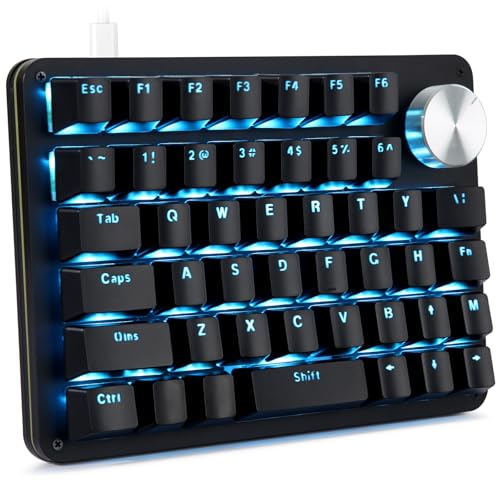 Koolertron-One-Handed-Mechanical-Gaming-Keyboard-with-24-Macro-Keys-45-Key-Fully-Programmable-Mini-Keypad-Mini-USB-Macro-Keyboard-with-Rotating-Knob-Blue-Backlit-for-Windows-PC-Gamers Koolertron One Handed Mechanical Gaming Keyboard with 24 Macro Keys, 45-Key Fully Programmable Mini Keypad, Mini USB Macro Keyboard with Rotating Knob, Blue Backlit, for Windows PC Gamers - Image 1