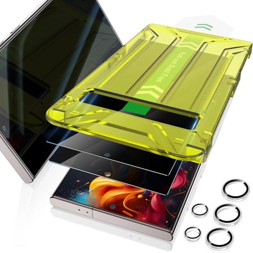Image of Fotbor for Samsung Galaxy S24 Ultra 28 Privacy Screen Protector and Camera Lens Protector, [3s Installation], Fingerprint ID 9H+ Tempered Glass 2Pack