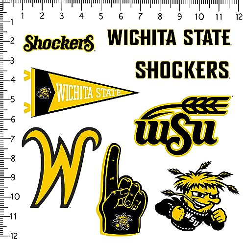 Image of Wichita State University 8ct Vinyl Large Deluxe Stickers Variety Pack - Laptop, Water Bottle, Scrapbooking, Tablet, Skateboard, Indoor /Outdoor - Set of 8