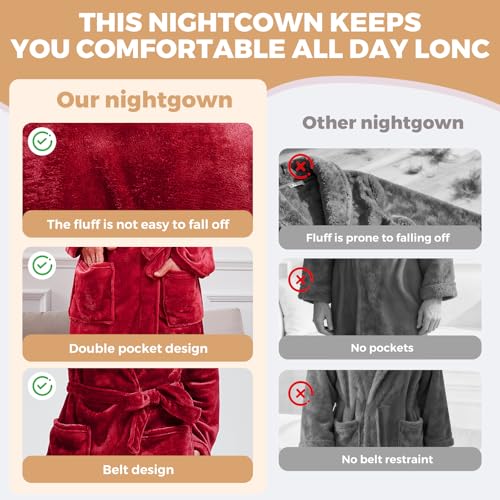 Image of FashGudim Mens Robes Big and Tall Full Length Plush Fleece Long Robe for Men Bathrobe Shawl Collar Warm Winter House Robes