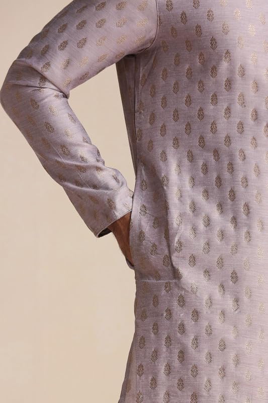 Image of Manyavar Men's Jacquard Hand Embroidered Kurta Set (2pcs)