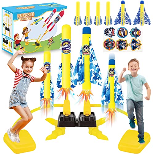 DONGQI Double Lance-Fusées Jouet, Jouet Lance-Roquettes, Jouet Roquettes avec 6 roquettes en Mousse, Cadeau Anniversaire Noël pour Garcon Fille 3-12 Ans Cover