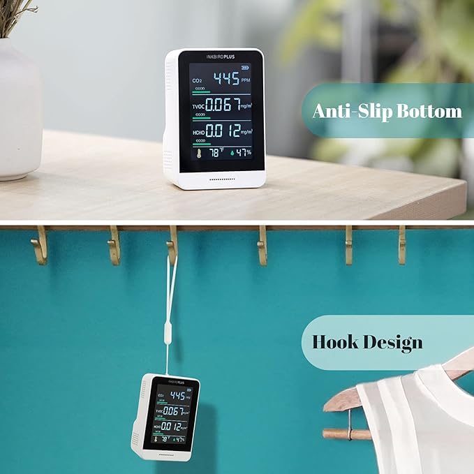 Bequest Air Quality Monitor, Indoor CO2 Meter, Accurate Tester for CO2, HCHO, TVOC, Temperature and Relative Humidity - Image 5 thumbnail