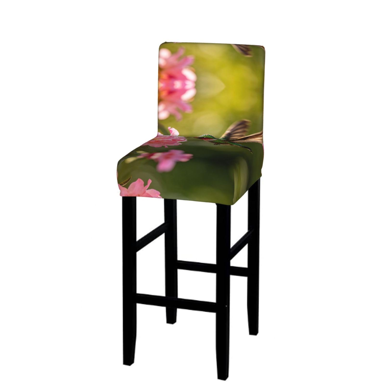 Green Hummingbird Bar Stool Cover-Stretchy Chair Slipcover for Kitchen