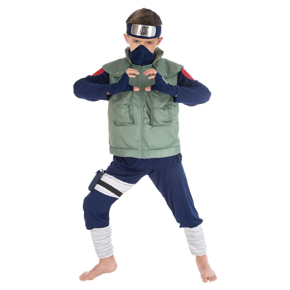 Chaks - Kakashi Hatake Kostüm Jungen, offizielles Naruto Outfit mit Accessoires, 8-teiliges Anime Set für Karneval & Comic Con