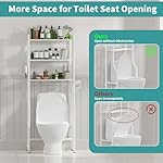 3-Tier Over The Toilet Storage with Paper Holder, Metal Bathroom Organizers and Storage for Small Space, Freestanding Bathroom Shelves with 4 Hooks, Above The Toilet Storage Shelf, White - Image 4