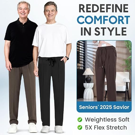 Orinbloom Mens Pants, Oribloom AirFlexion - Pull On Ice Silk Comfort Everyday Stretch Loose Breathable Pants2