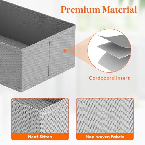 Lifewit 12 Pack Drawer Organiser,Collapisble Fabric Chest of Draw Dividers for Closet, Dresser, Nursery, Bedroom, Foldable Cube Boxes for Clothes, Pants, Underwear, Sock, Bras Organization, Light Grey - Image 6