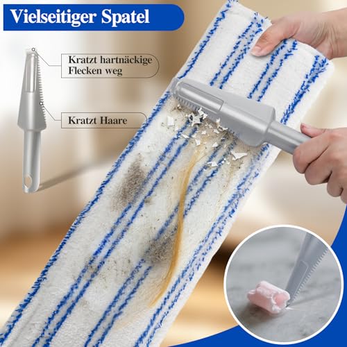 MASTERTOP Bodenwischer Set, Mikrofaser Wischmop Chenille Flachmopp mit Lang Griff, Multifunktionaler...