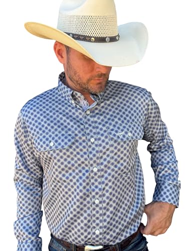 Drover Cowboy Threads Mens Long Sleeve Signature Series Performance Vent Shirt (US Alpha Large Regular Regular Six-Shooter)