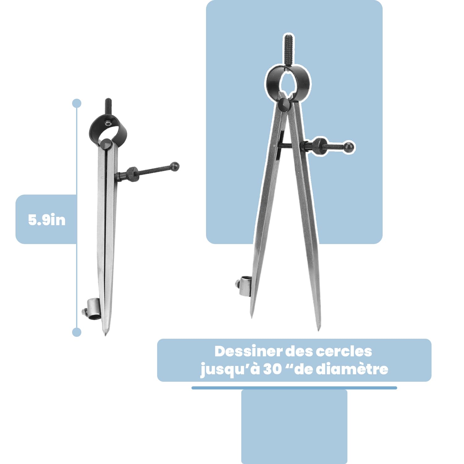 Compas Menuisier Métal 150mm, Outil Rotatif Traceur Dessin Ligne Artisanat