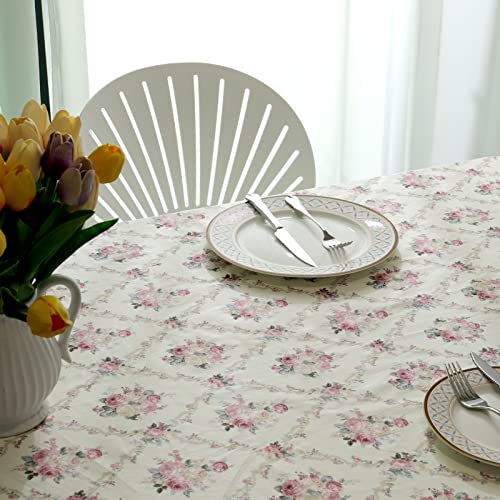 Arquiel Cotton Table Cloth, Twill Pattern Decorative Rectangle Tablecloth, Washable Table Cover Decoration For Kitchen Dinning Wedding Party (Rose 61" X 70") #TOP3