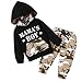 Borlai 2 Piezas niños bebés niños Camuflaje con Capucha chándales Conjunto suéter Camisa Pantalones Ropa Trajes (El niño de Mama, 9-12 Meses)
