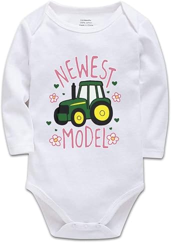Baby Bodysuit Green Tractor Model Farmer Baby Tractor Long Sleeve 0-24 Months