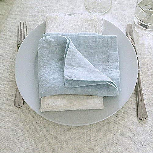 LinenMe X4 Stone Washed Napkins, 21 x 21, Ice Blue