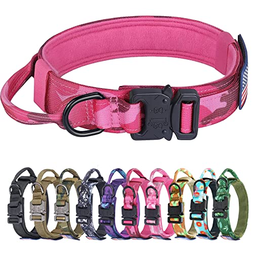 Hotsky Tactical Dog Collar, Adjustable Military Training Nylon Dog Collar with Handle, Heavy Duty Metal Buckle K9 Dog…