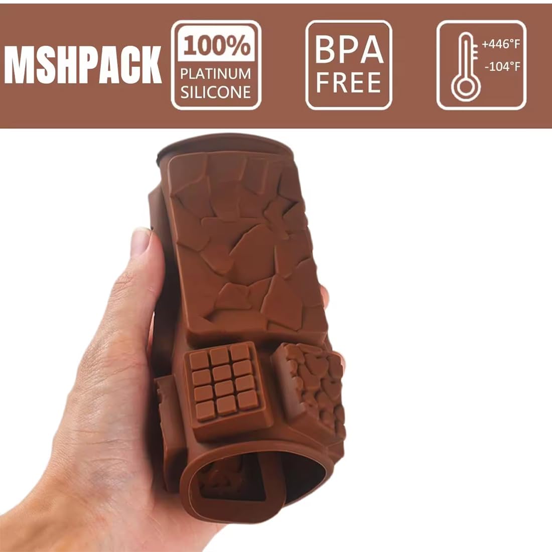 Stampo In Silicone Per Cioccolato 6 Cavità - Marrone, Antiaderente, Senza BPA Per Barrette Fai Da Te
