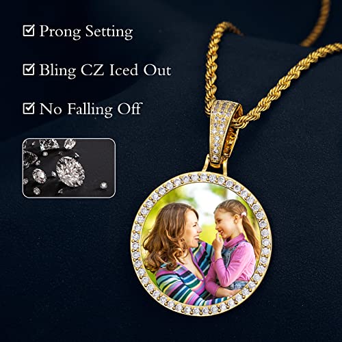 YIMERAIRE Engraved Text Photo Pendant Custom Picture Necklace Chain Personalized Photo Necklace Customized Picture for Women Men4