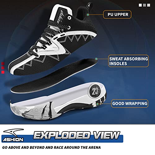 Ashion Boys Shoes Youth Air Cushion Sneakers Kids Basketball Running Sport Shoes Girls Mid Top School Training Shoes thumb #1