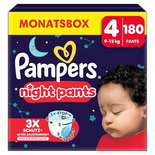 Pampers Night Pants Größe 4, 180 Windeln, 9-15kg, Pampers Night Pants...