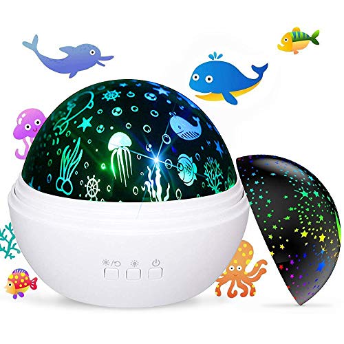 Newest Baby Kids Night Light Projector, Ocean and Stars Night Lights Projector Lamp
