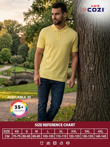 Image of Lux Cozi Men's Cotton Solid Polo Tshirt | Collar Tshirts | Half Sleeves | Stylish & Premium All Day Wear | Pack of 1