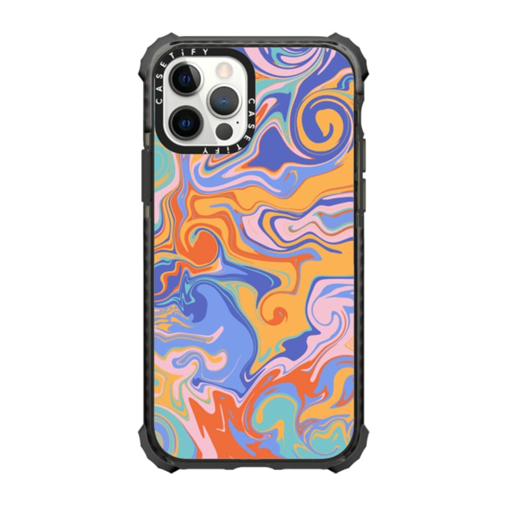CASETiFY Ultra Impact Case for iPhone 12 / iPhone 12 Pro - Trippy by Oh So Graceful - Clear Black