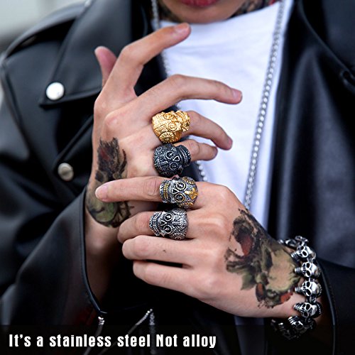 Image of Genuine Stainless Steel Ring Jewelry for Men Fashion Punk Biker Skull Rings