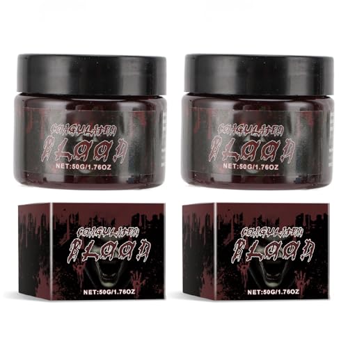 2 unidades de 50 g de sangre coagulada, lavable, efectos especiales realistas y portátiles, sangre falsa para cosplay, disfraces, heridas, cortes, payaso, maquillaje de costra de