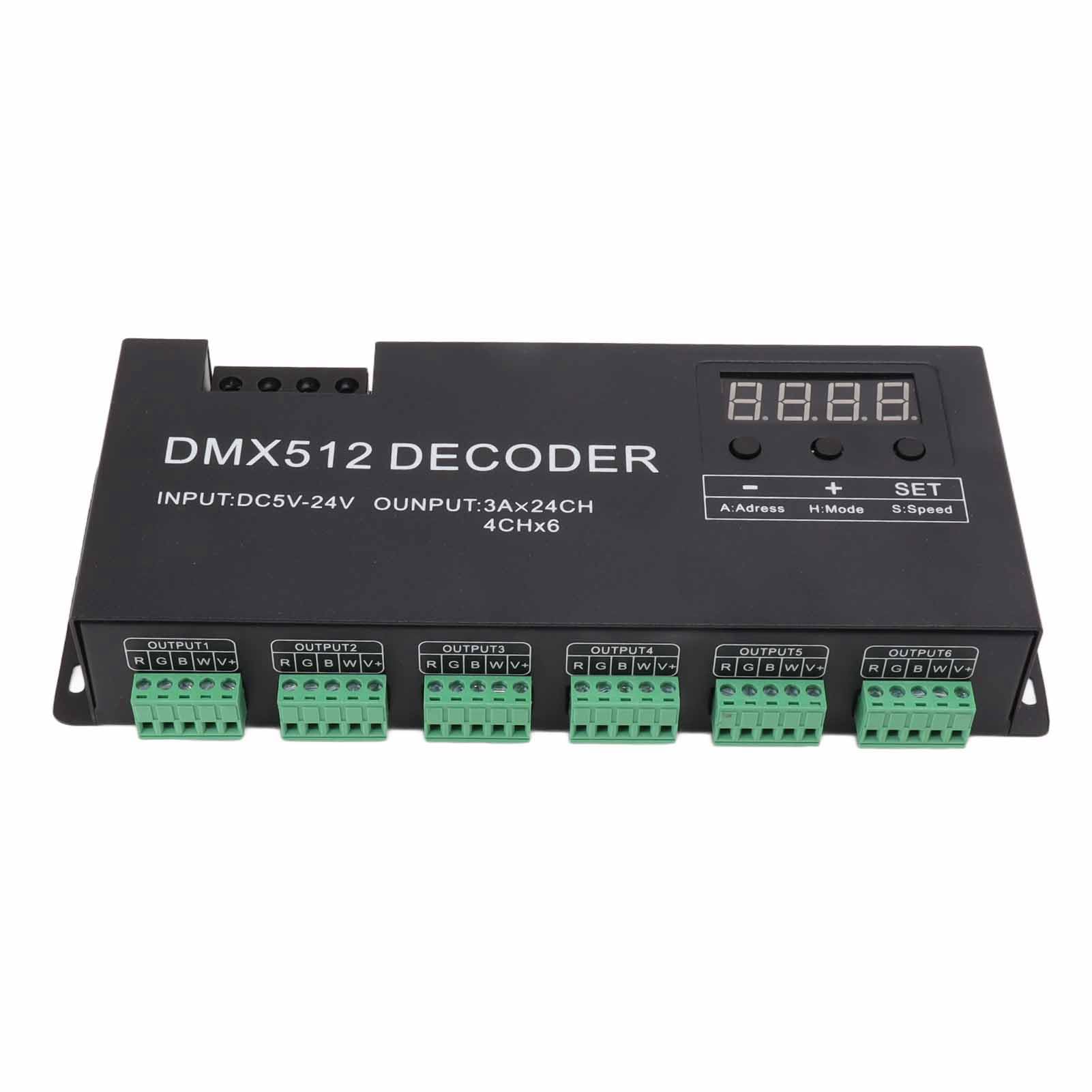 Decodificador DMX de 24 Canales Controlador de Atenuación RGBW DMX512 Controlador LED para Barra de Escenario DC5V-24V