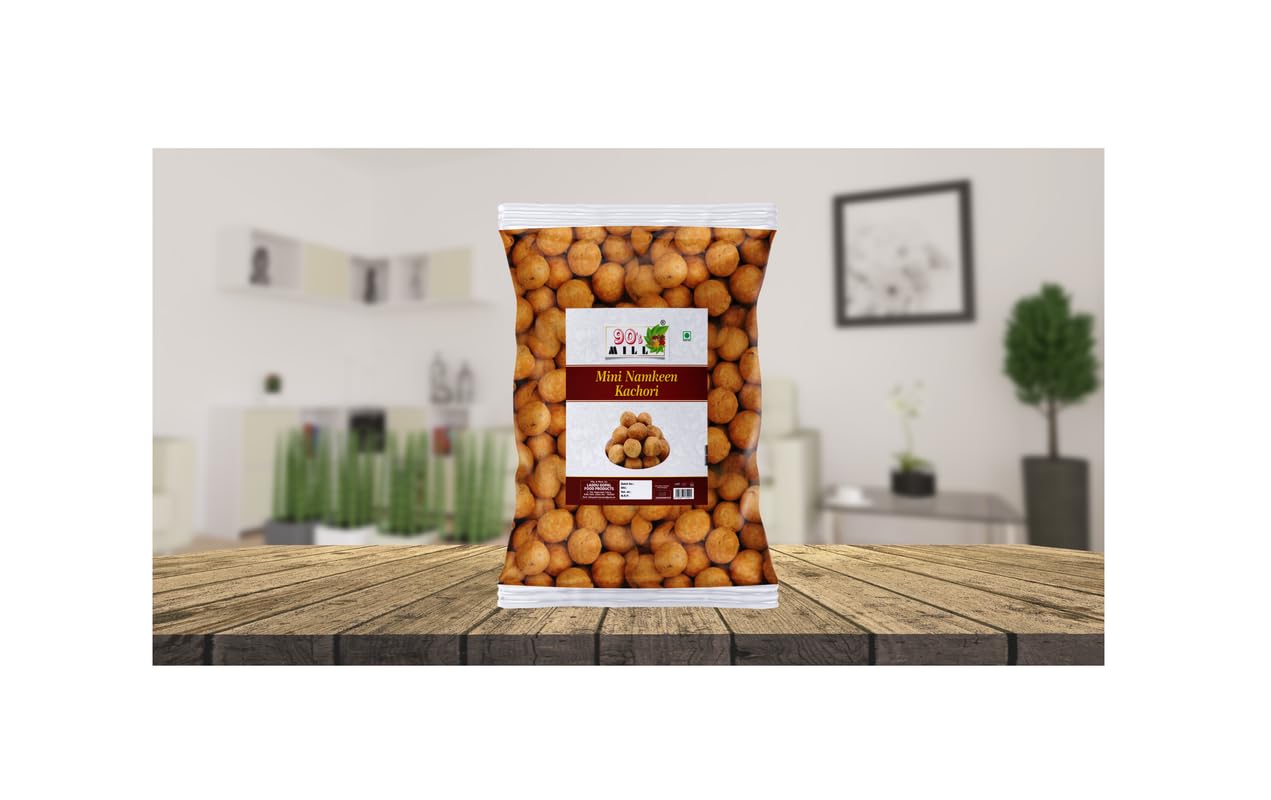 90's MILL Authentic Nagpur Gol Kachauri Namkeen Snack | Perfect Choice for Snacks Party | Spicy Crispy Patty | Dry Kachori Nashta Naashta | Filled with Baked Masala Moong Mung Dal-300g*1Pack 1