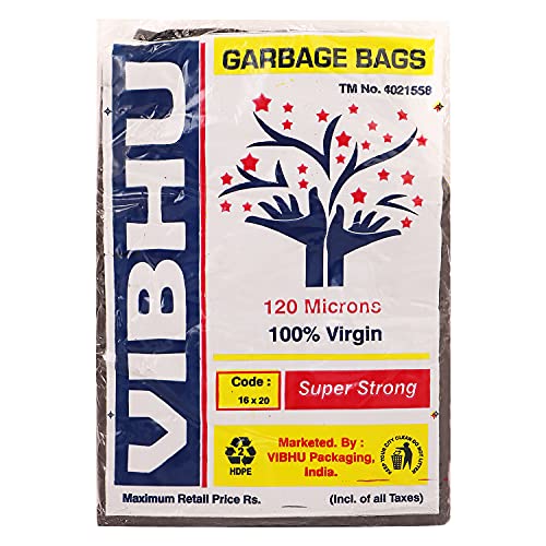 Image of VIBHU Plastic Dustbin Bag (Black) - Pack of 50 (Small)