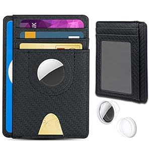 Portemonnee compatibel met AirTag, voorkant PU portemonnee van koolstofvezel voor AirTag portemonnee kaart voor…