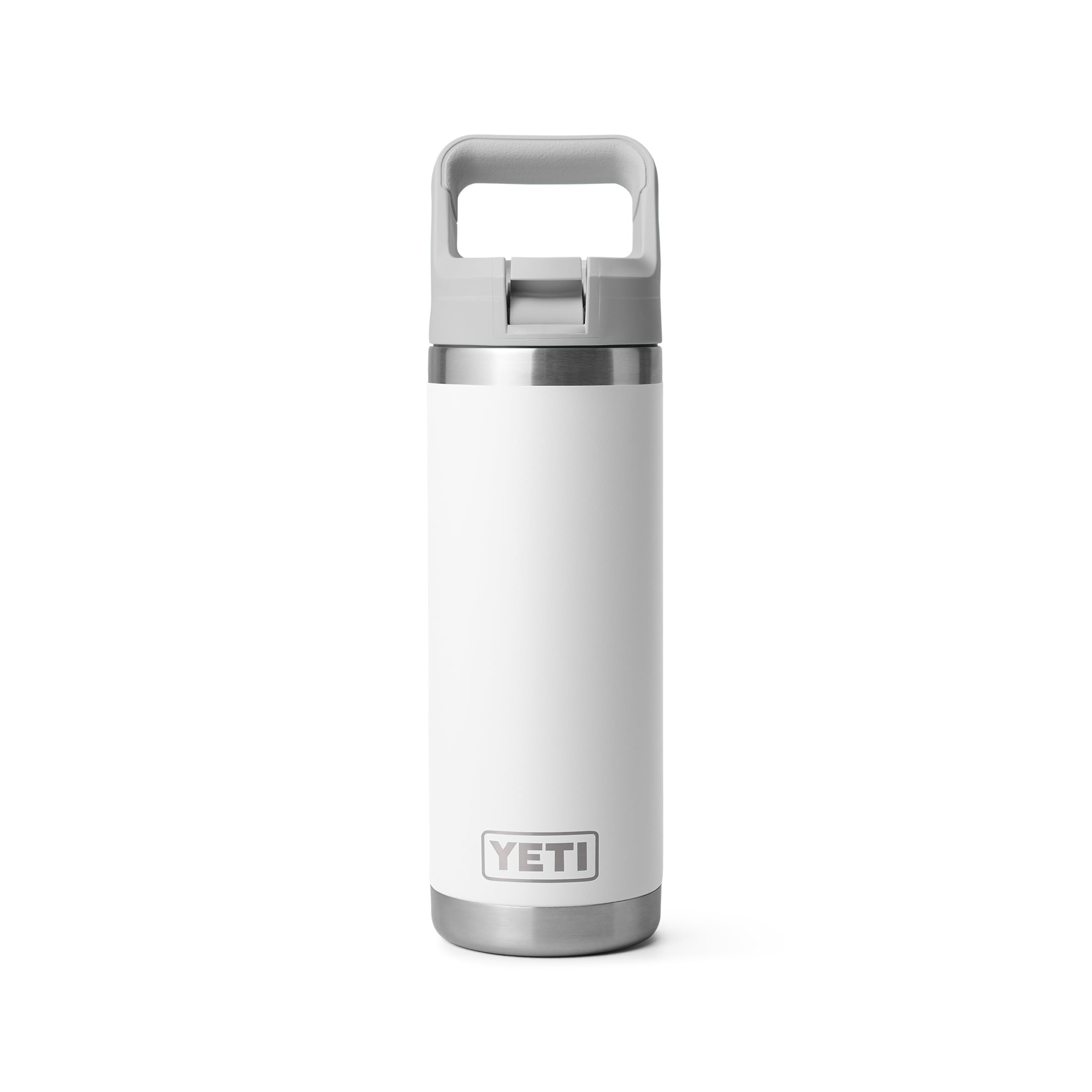 YETI Rambler 18 oz Bottle, Vacuum Insulated, Stainless Steel with Color Matching Straw Cap, White