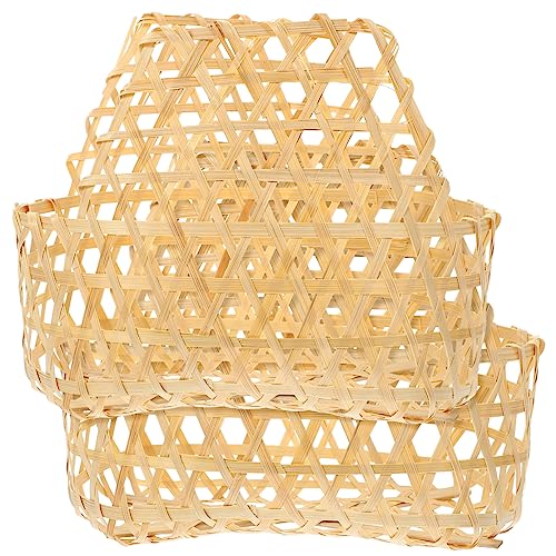 Levemolo 2pcs Basket Bread Basket Fruit Basket Countertop Bandejas Para Comida Rattan Bread Tray Handheld Storage Basket Appetizer Baskets Fruit Tray Candy Basket Wall Basket Khaki