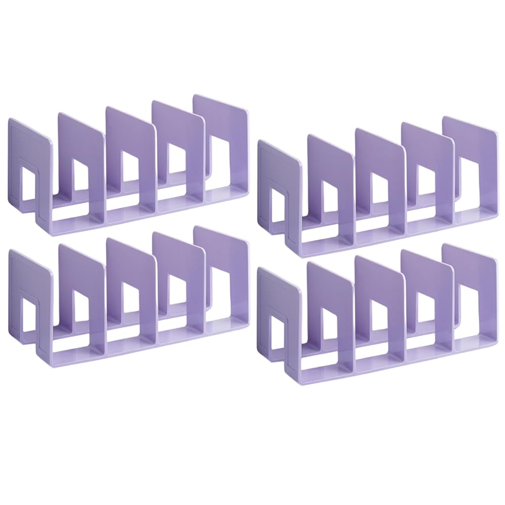 Aktenordner aus Acryl mit 4 Fächern, Schreibtischordner, Aufbewahrung, Büro, Schreibtisch, Organizer, Ständer, vertikales Aktenmanagementsystem (lila)