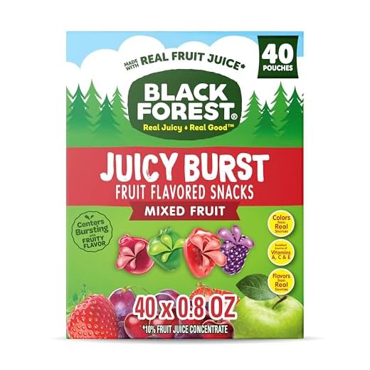 Black Forest, Juicy Burst, Fruit Flavored Snacks, Mixed Fruit Flavors, A Juicy Burst of Natural Flavors, Made with Real Fruit Juice, 0.8 oz 40 ct