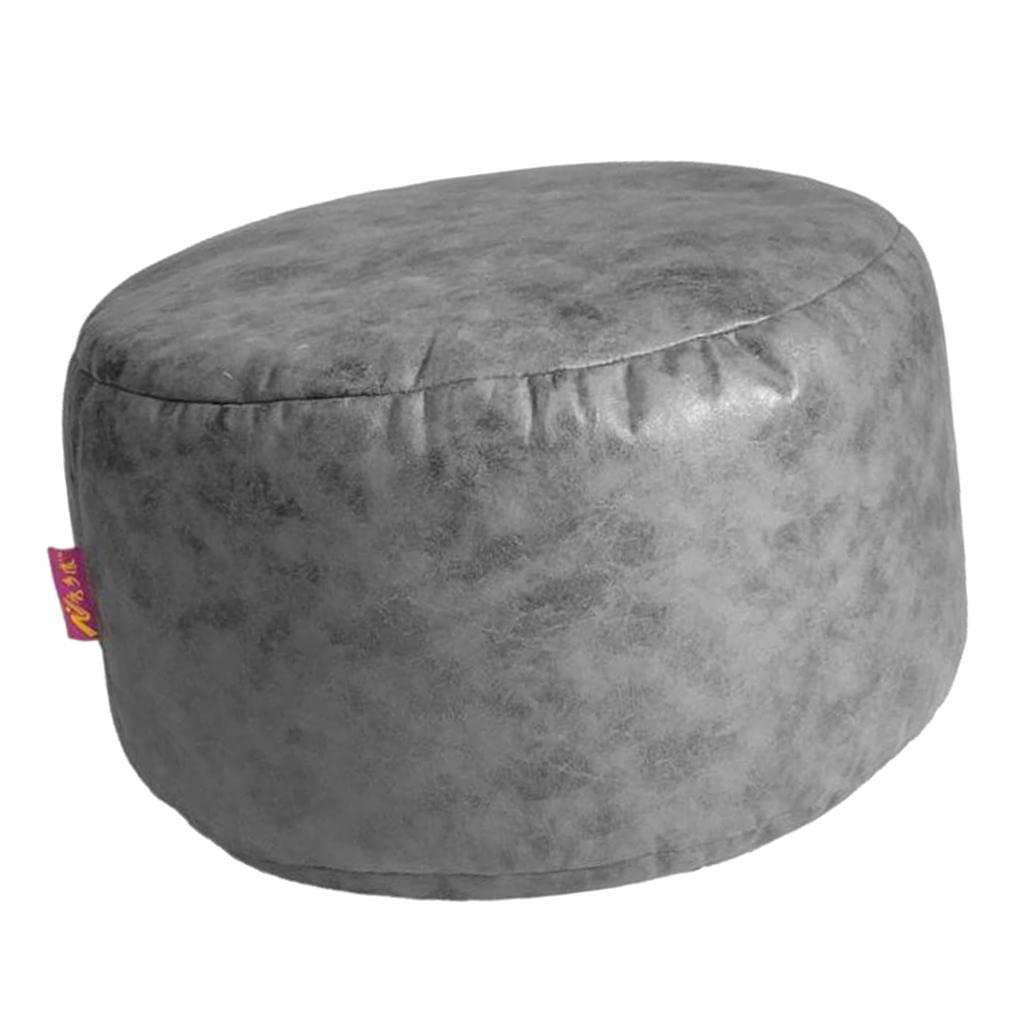 Club Bollywood®Brown Round Ottoman Pouf Cover Footstool Slipcover Dark Gray|Home & Garden | Slipcovers|1 Piece Pouf Cover (Without Filling)-image-10