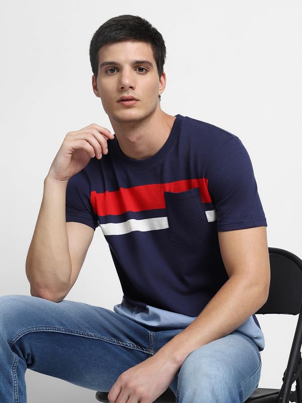 Image of Dennis Lingo Men's Cotton Round Neck Tshirt, Slim Fit Half Sleeves